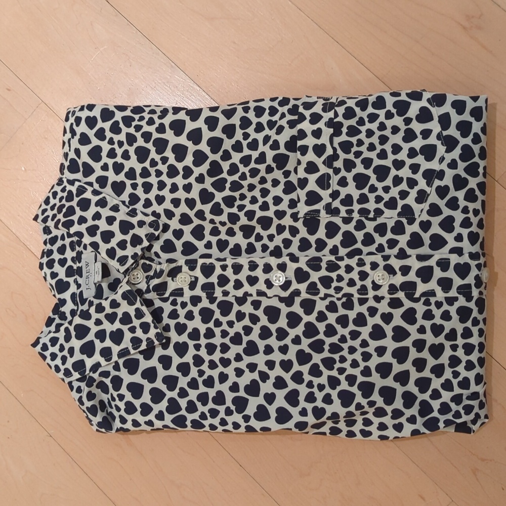 J. Crew Navy Heart Print Shirt